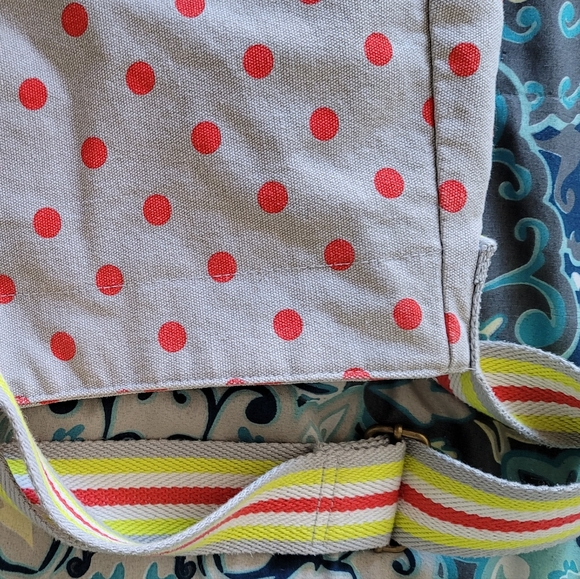 Gap crossbody tan/gray with orange polka dot large beach bag - Picture 5 of 12